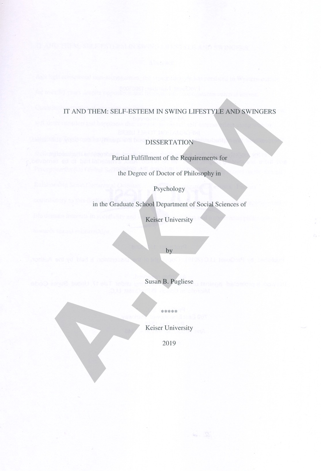 It and Them: Self-esteem in Swing Lifestyle and Swingers (2019)
